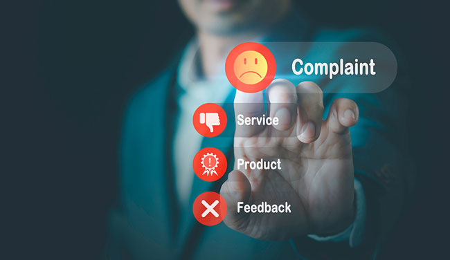 Customer complaints concept with person showing dissatisfaction