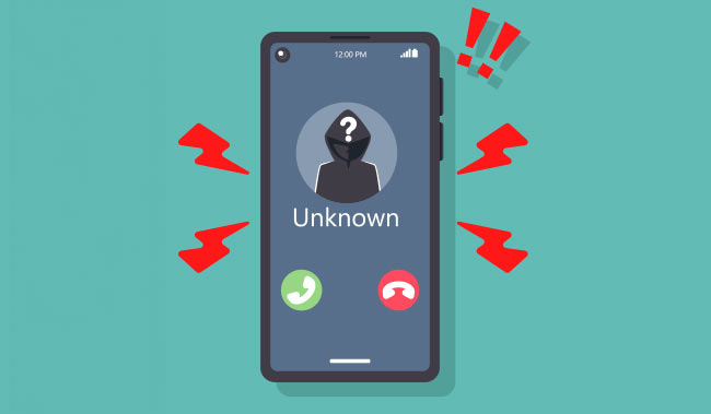Smartphone call from unknown or stranger number
