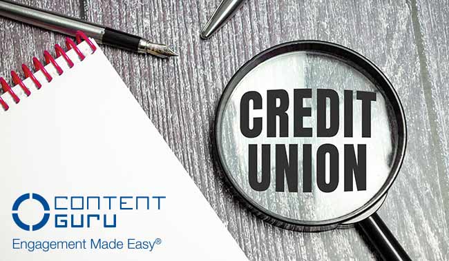 Credit Union. the inscription on magnifying glass on wooden background