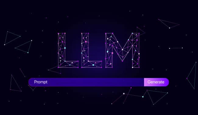 LLM Written in bubble letters