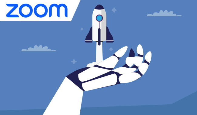 Robot hand holding a rocket launching