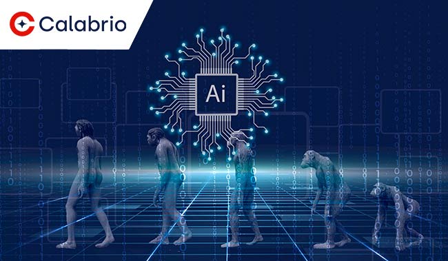 The word AI with an evolution from apes to humans