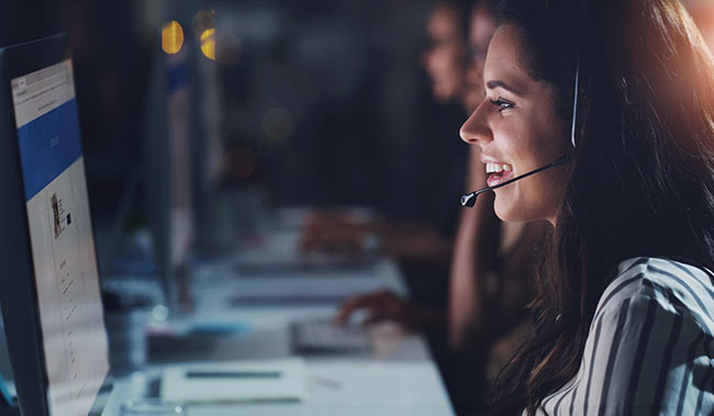 Contact Centre Agent on their headset
