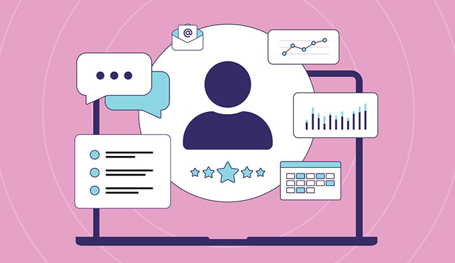Customer service on digital channel illustration