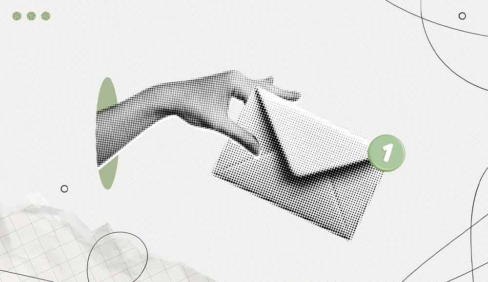 Personal message concept with a hand holding closed envelope with one notification