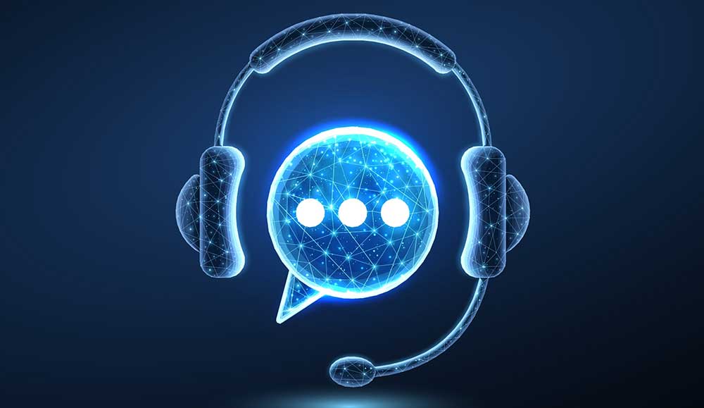 Digital image of a speech bubble and headset