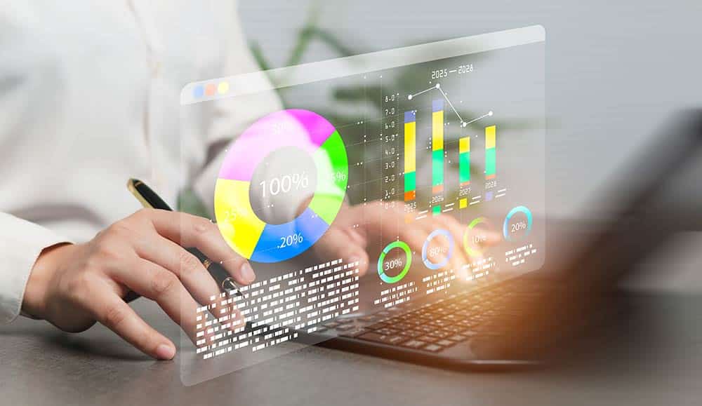 Person analysing graph data
