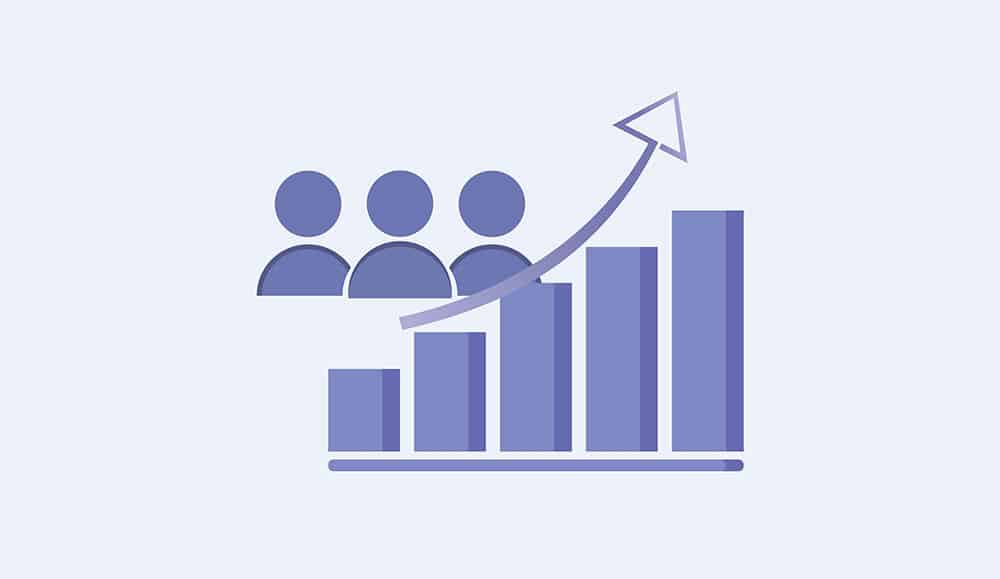 Agent prductivity concept with people icons and a graph going upwards