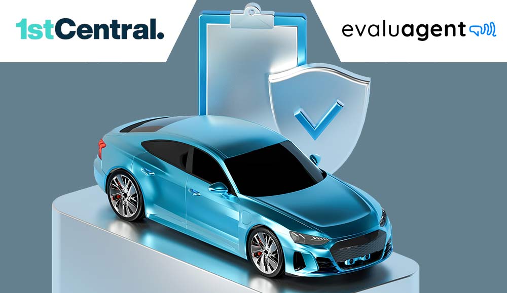 Car on a stand with a clipboard and a insurance shield