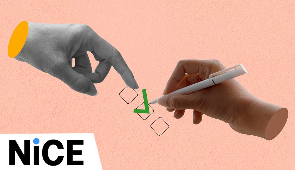 Hand ticking a box