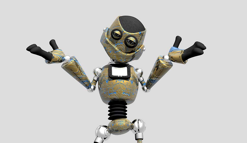Robot shrugging shoulders