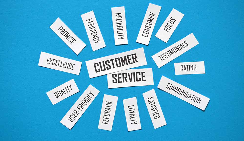 Customer Service written in the middle with different concepts around the outside