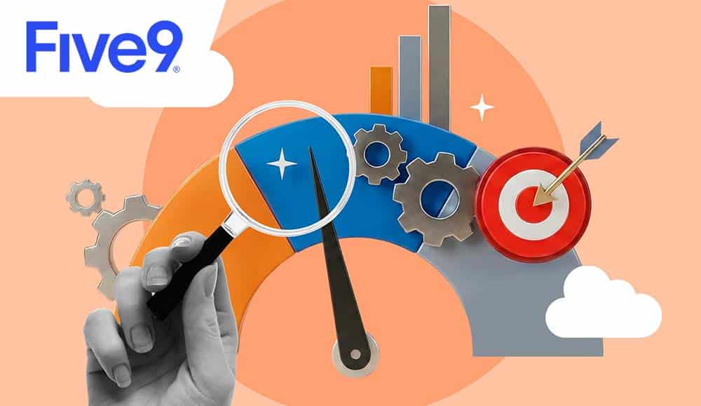 Research and data concept with a hand, magnifying glass, graphs, cogs and a target