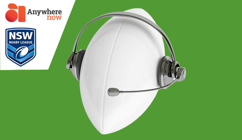 Rugby ball with headset on