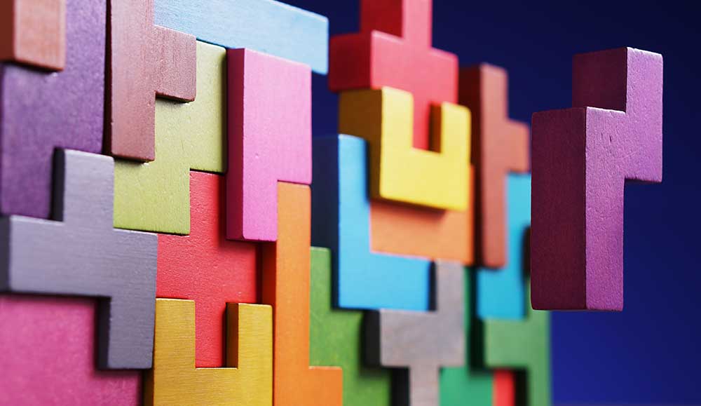 Building blocks in different colours