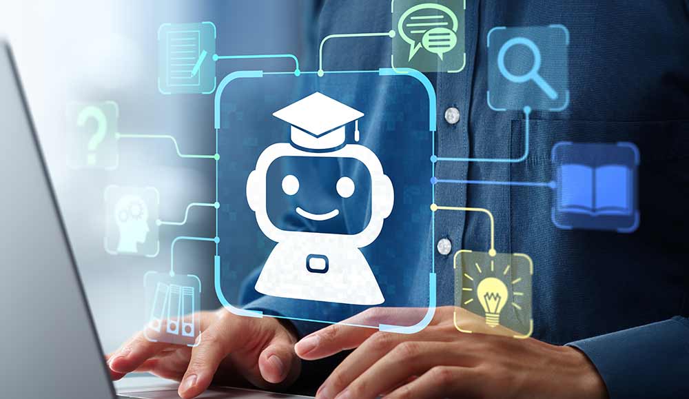 Chatbot icons and learning icons - concept of self learning chatbot